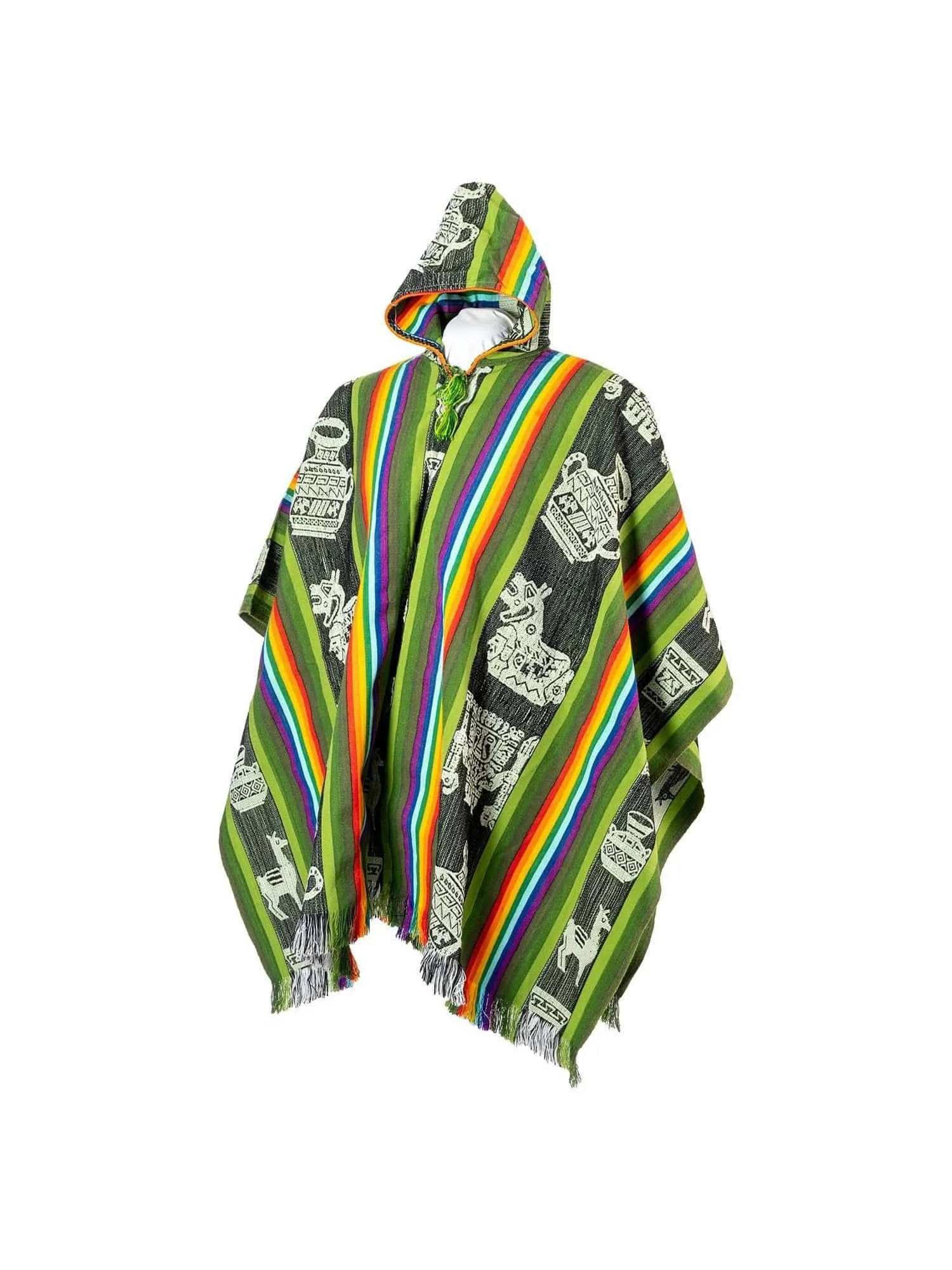 Hooded Peruvian Poncho - Arco Iris