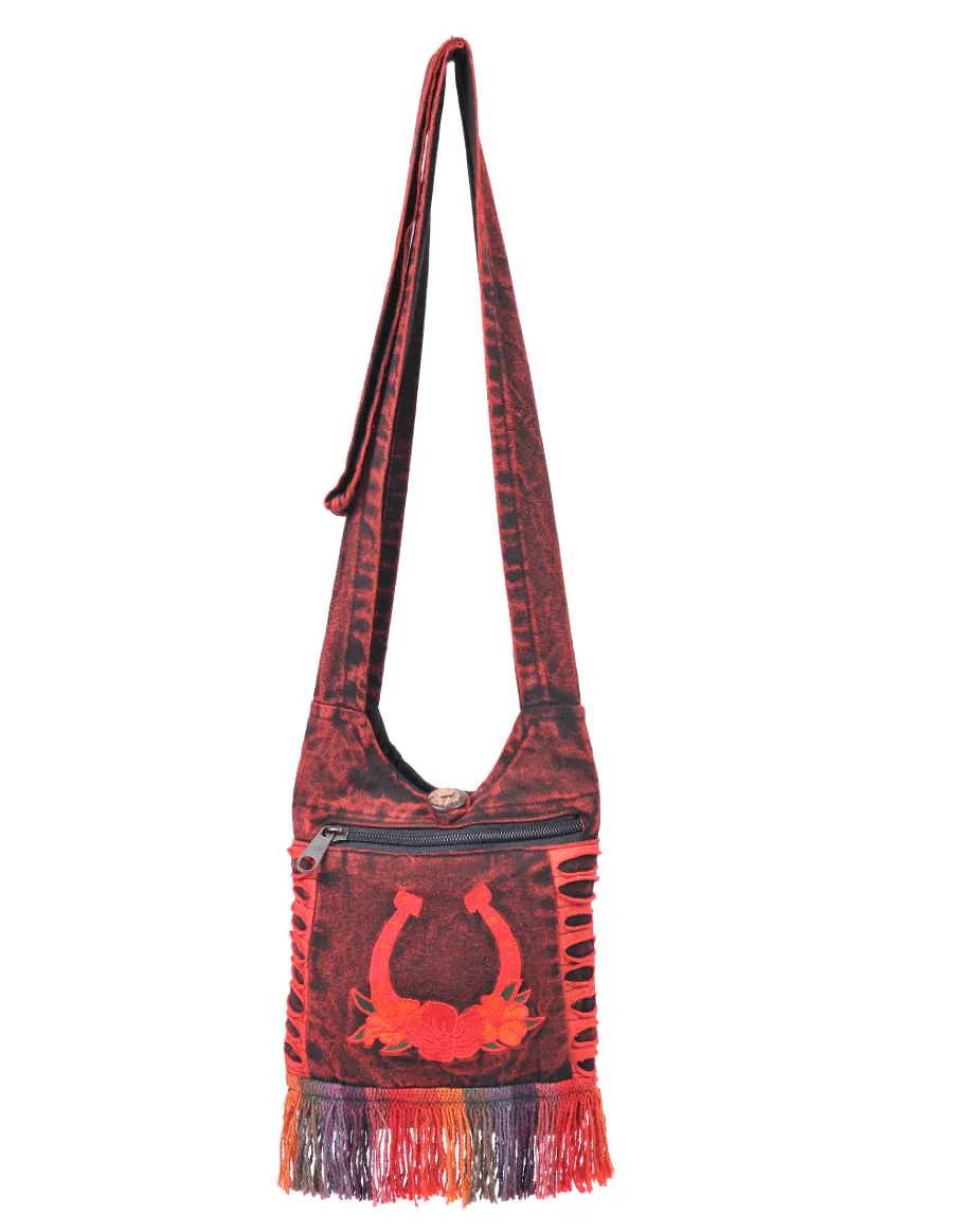 Horse Shoes Embroidery Mini Hippie Bag