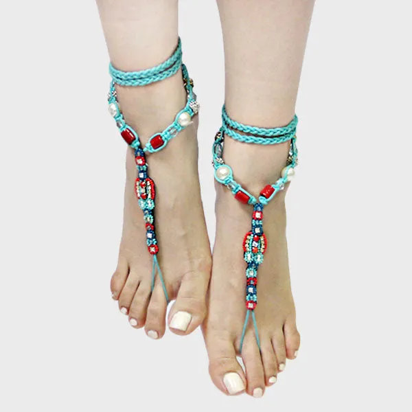 iLLASPARKZ 1-Pair T-Strap Boho Bead Accented Anklet