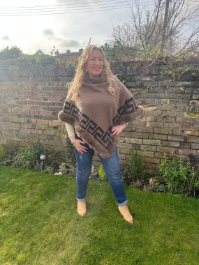 ILSA Inspired Fur Trim Poncho