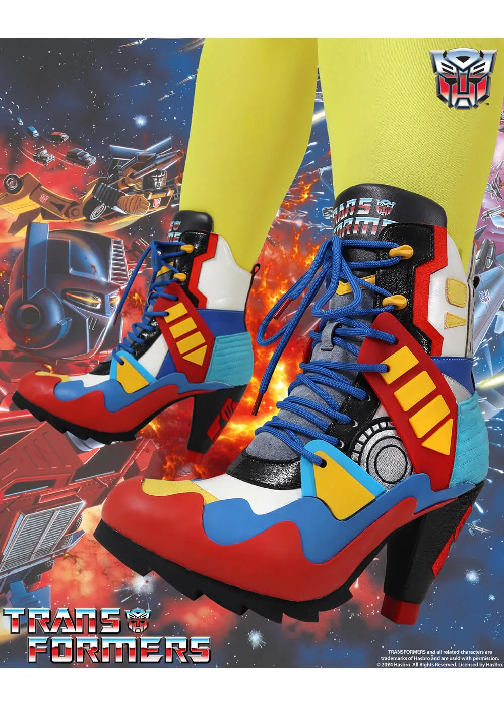 Irregular Choice x Transformers Roll Out! Boots Blue Red