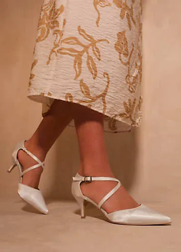 Kennedi Off White Satin Court Shoes by Where’s That From | Look Again