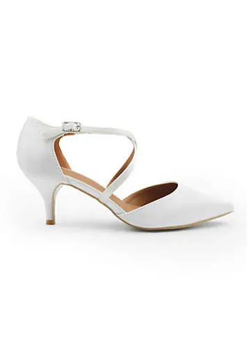 Kennedi Off White Satin Court Shoes by Where’s That From | Look Again