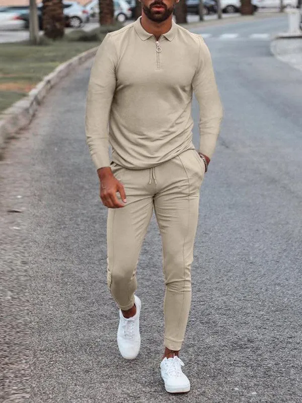 Lapel Long Sleeve Casual Men Tracksuit