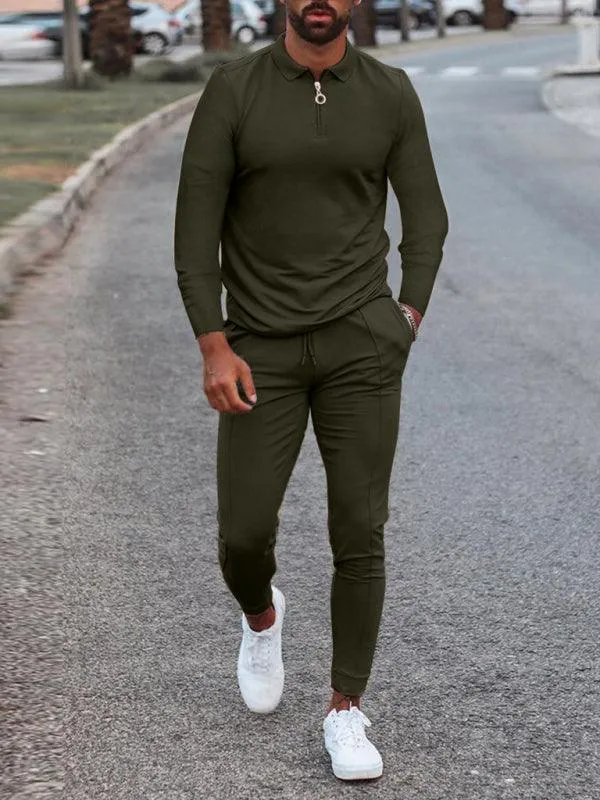 Lapel Long Sleeve Casual Men Tracksuit