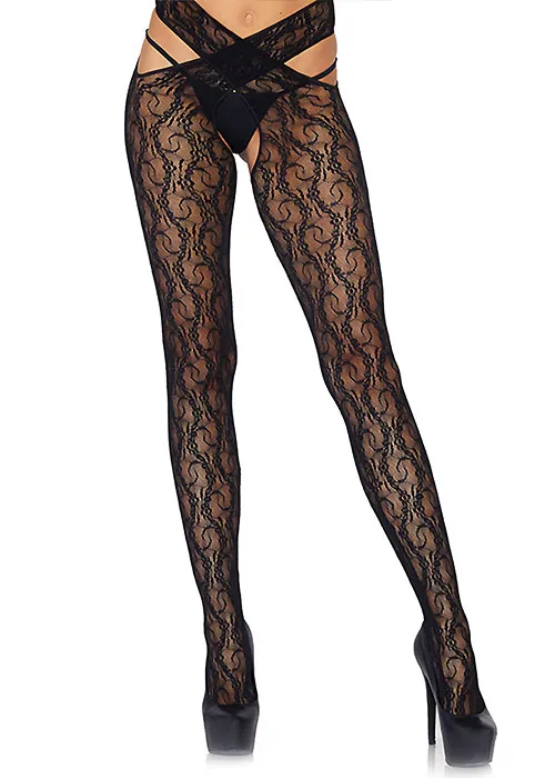 Leg Avenue Daisy Floral Lace Crotchless Tights ()