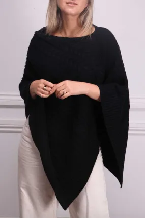 Luxe Cable Poncho in Black    