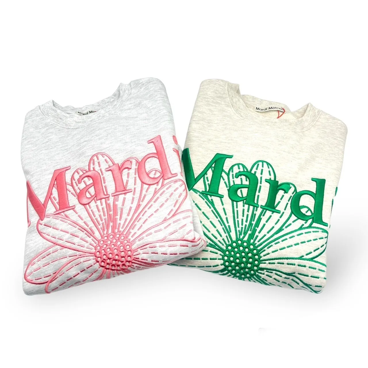 Mardi Mercredi  |Crew Neck Flower Patterns Unisex Long Sleeves Cotton