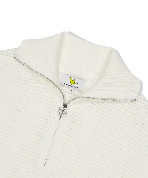 Mark Gonzales  |[WHAT IT ISNT]★ KNIT ANGEL LOGO HALF-ZIP MESH VEST