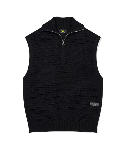 Mark Gonzales  |[WHAT IT ISNT]★ KNIT ANGEL LOGO HALF-ZIP MESH VEST