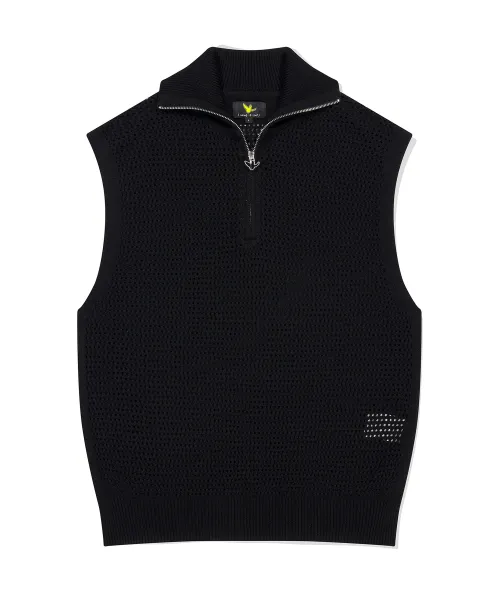 Mark Gonzales  |[WHAT IT ISNT]★ KNIT ANGEL LOGO HALF-ZIP MESH VEST