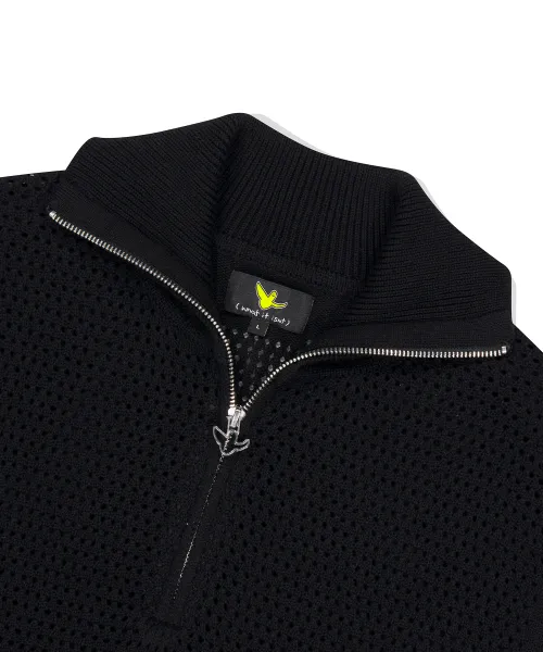 Mark Gonzales  |[WHAT IT ISNT]★ KNIT ANGEL LOGO HALF-ZIP MESH VEST