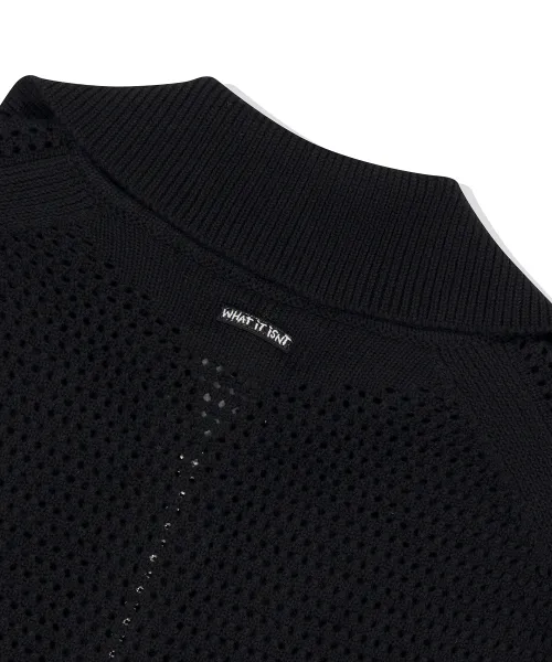 Mark Gonzales  |[WHAT IT ISNT]★ KNIT ANGEL LOGO HALF-ZIP MESH VEST