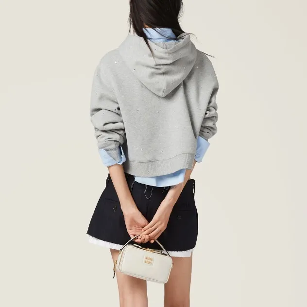 MiuMiu  |Street Style U-Neck Long Sleeves Plain Cotton Logo