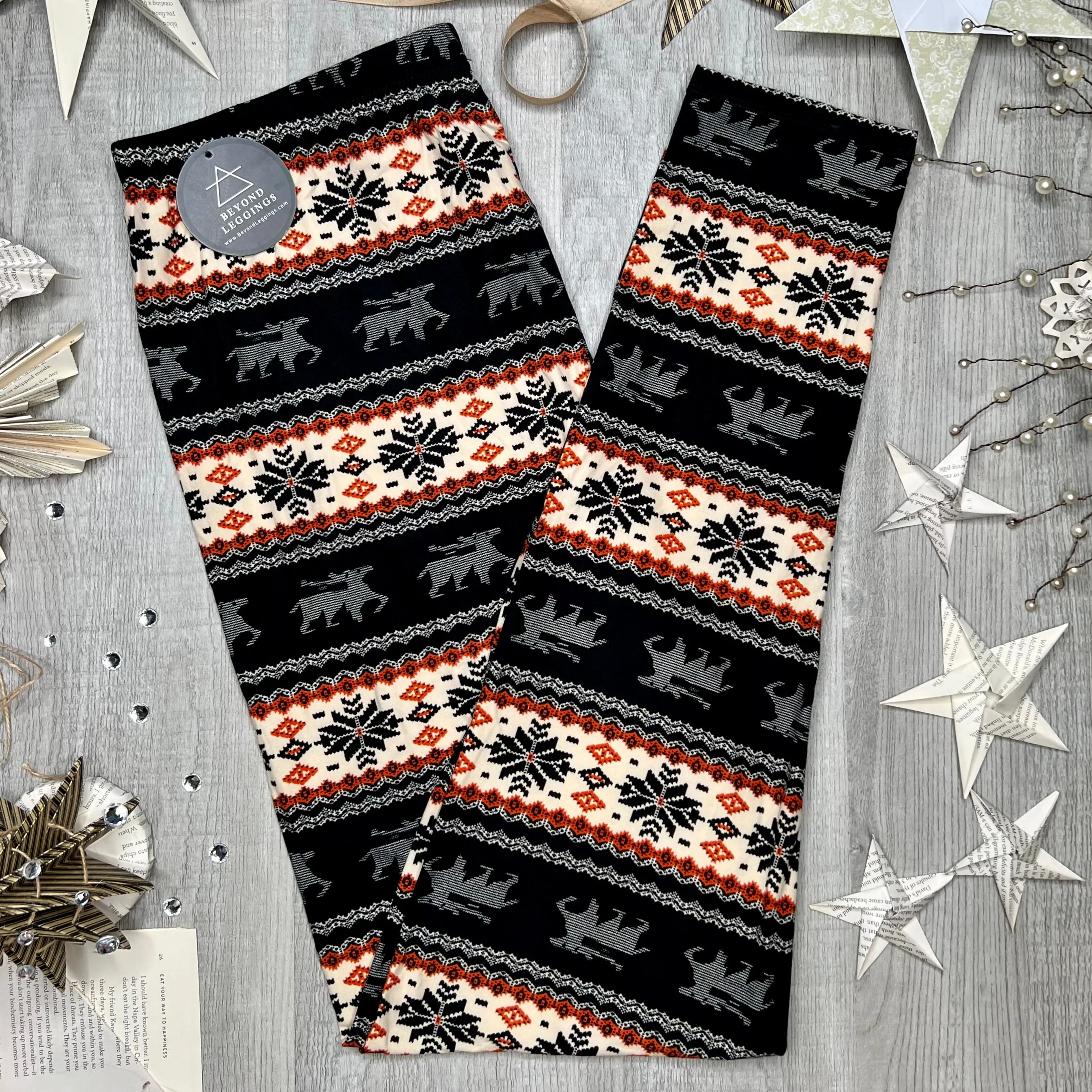 Moose Fair Isle Print Soft Leggings