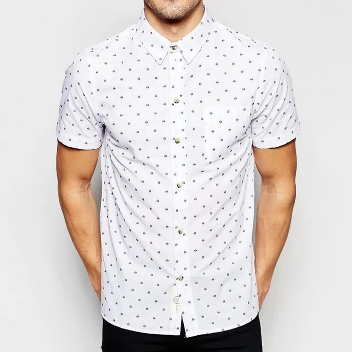 Native Youth  |Button-down Dots Cotton Short Sleeves Shirts