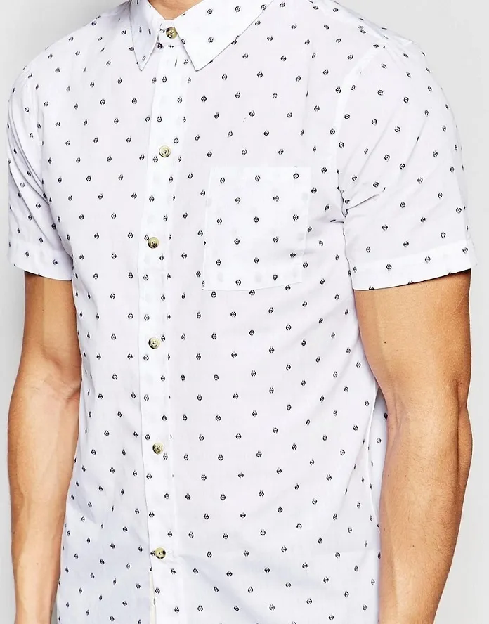 Native Youth  |Button-down Dots Cotton Short Sleeves Shirts