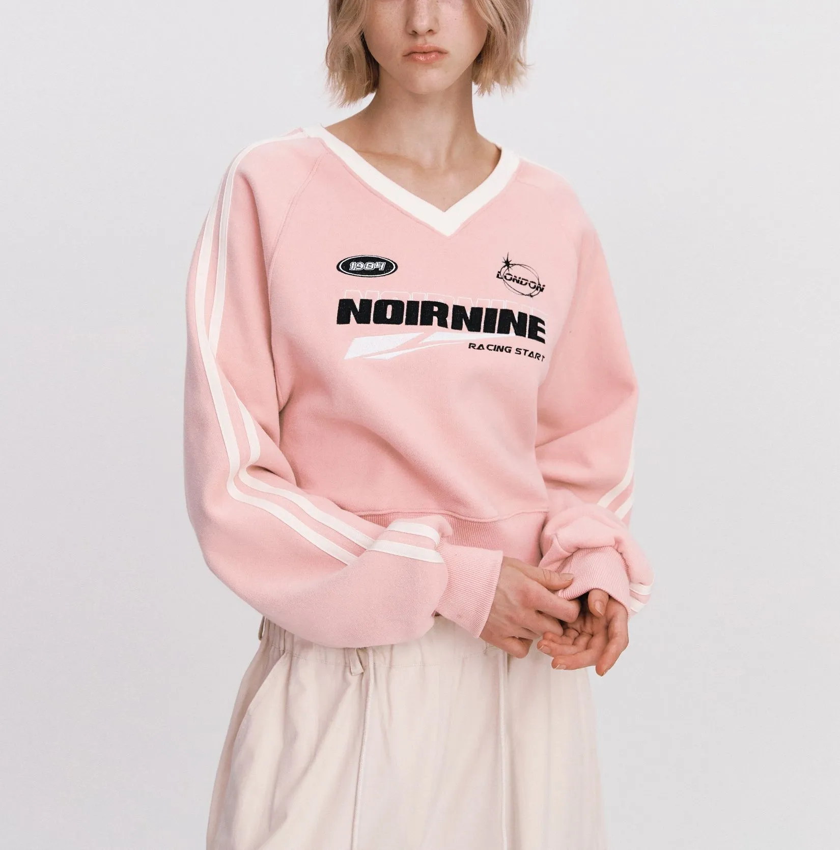 NOIRNINE  |Unisex Street Style Long Sleeves Oversized Logo