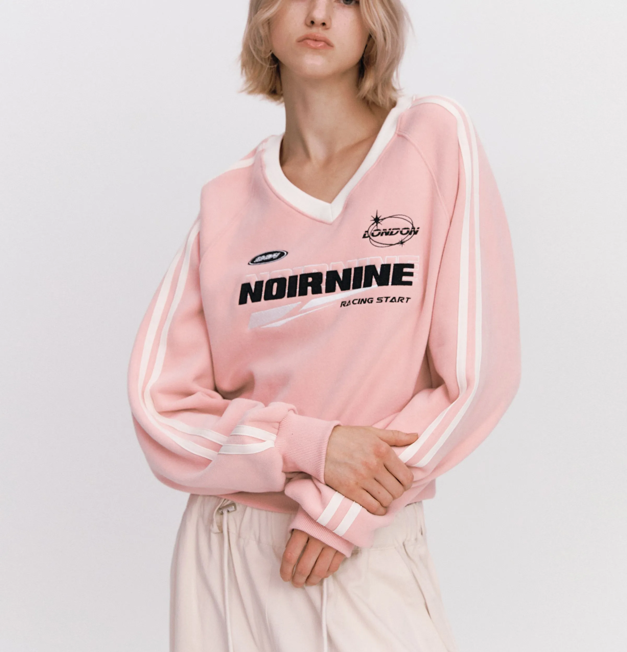 NOIRNINE  |Unisex Street Style Long Sleeves Oversized Logo