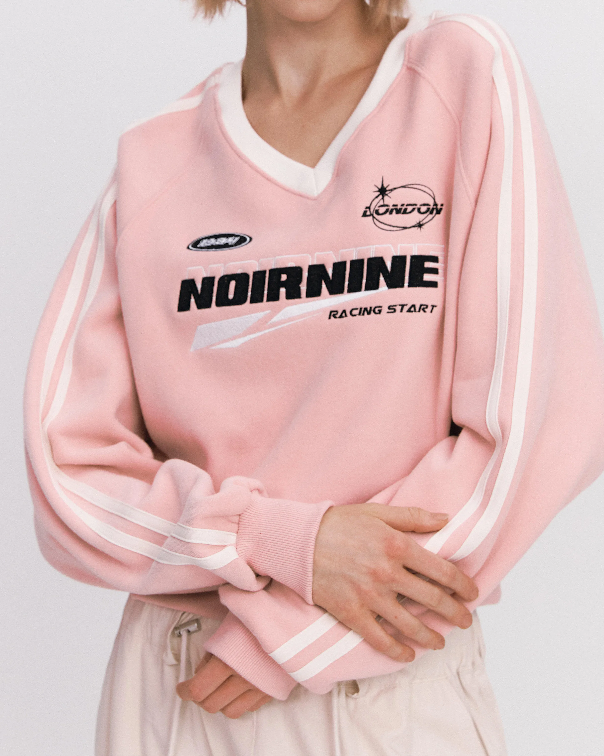 NOIRNINE  |Unisex Street Style Long Sleeves Oversized Logo