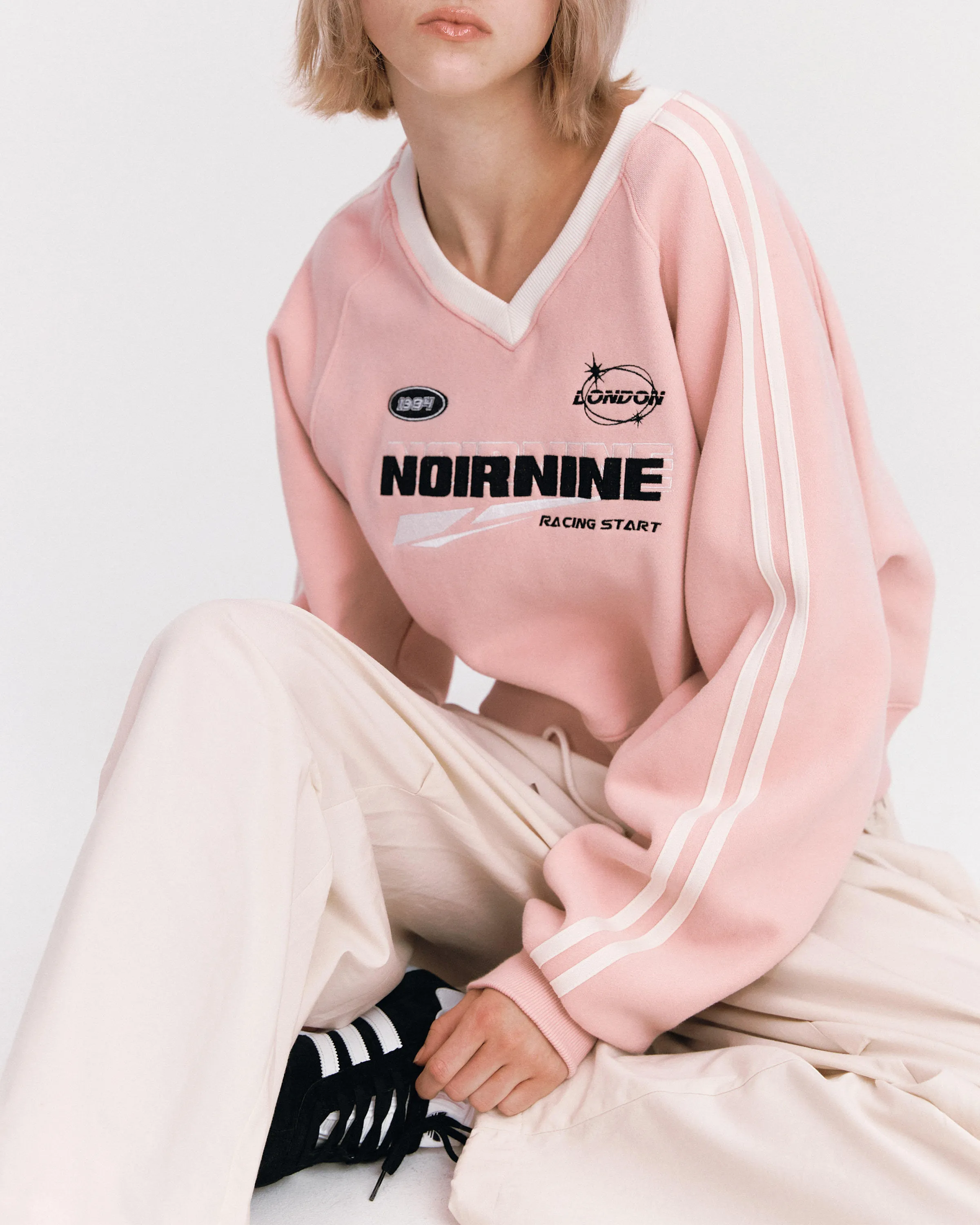 NOIRNINE  |Unisex Street Style Long Sleeves Oversized Logo