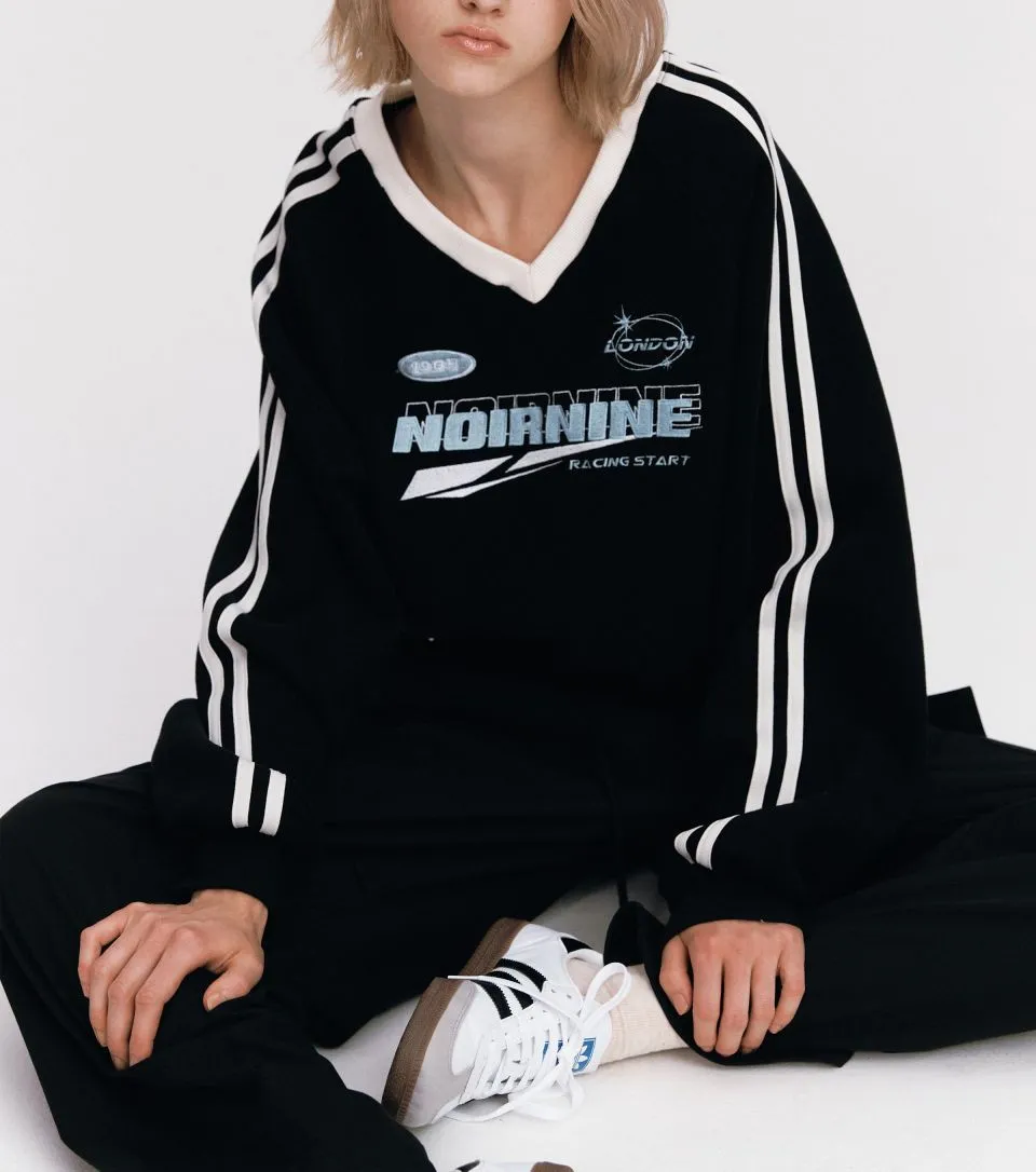 NOIRNINE  |Unisex Street Style Long Sleeves Oversized Logo