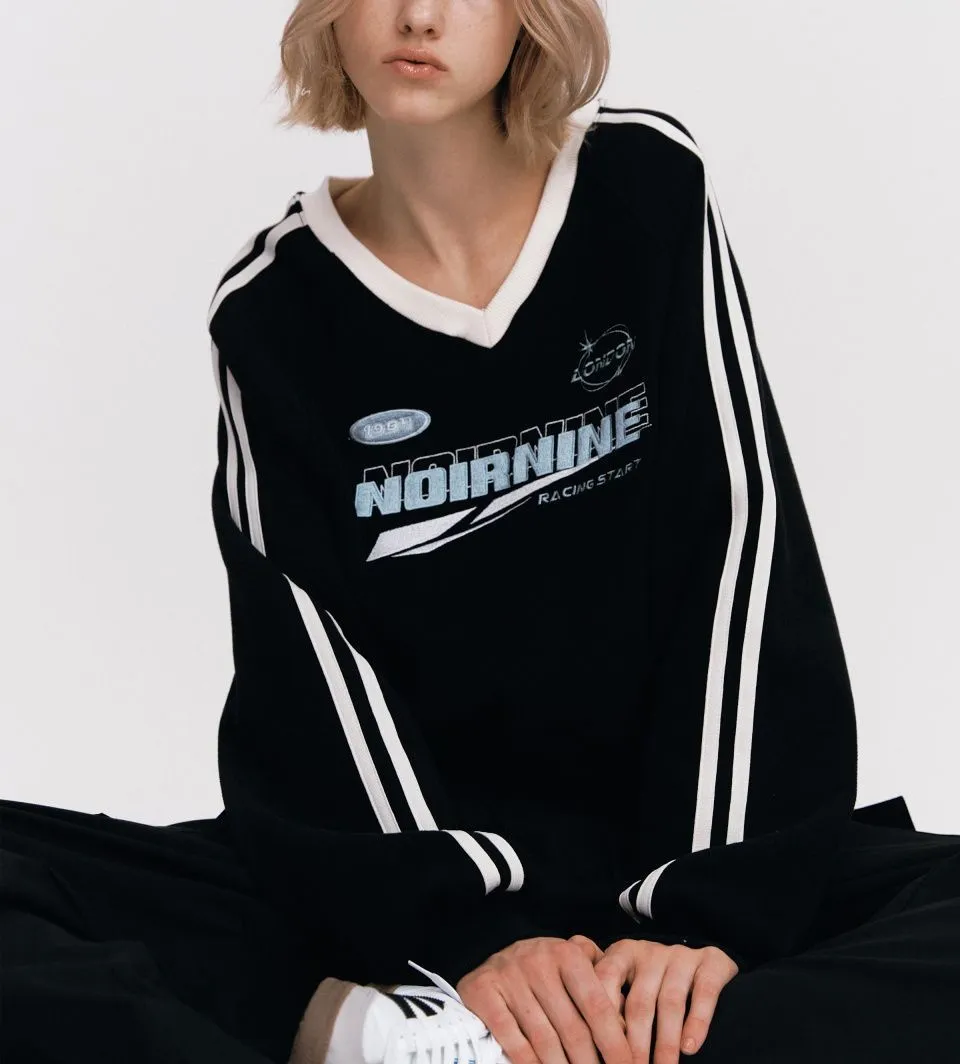 NOIRNINE  |Unisex Street Style Long Sleeves Oversized Logo