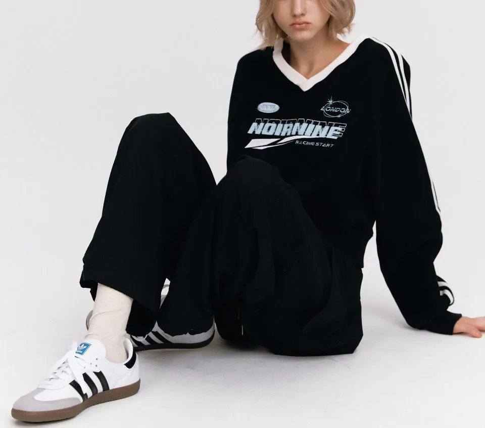 NOIRNINE  |Unisex Street Style Long Sleeves Oversized Logo