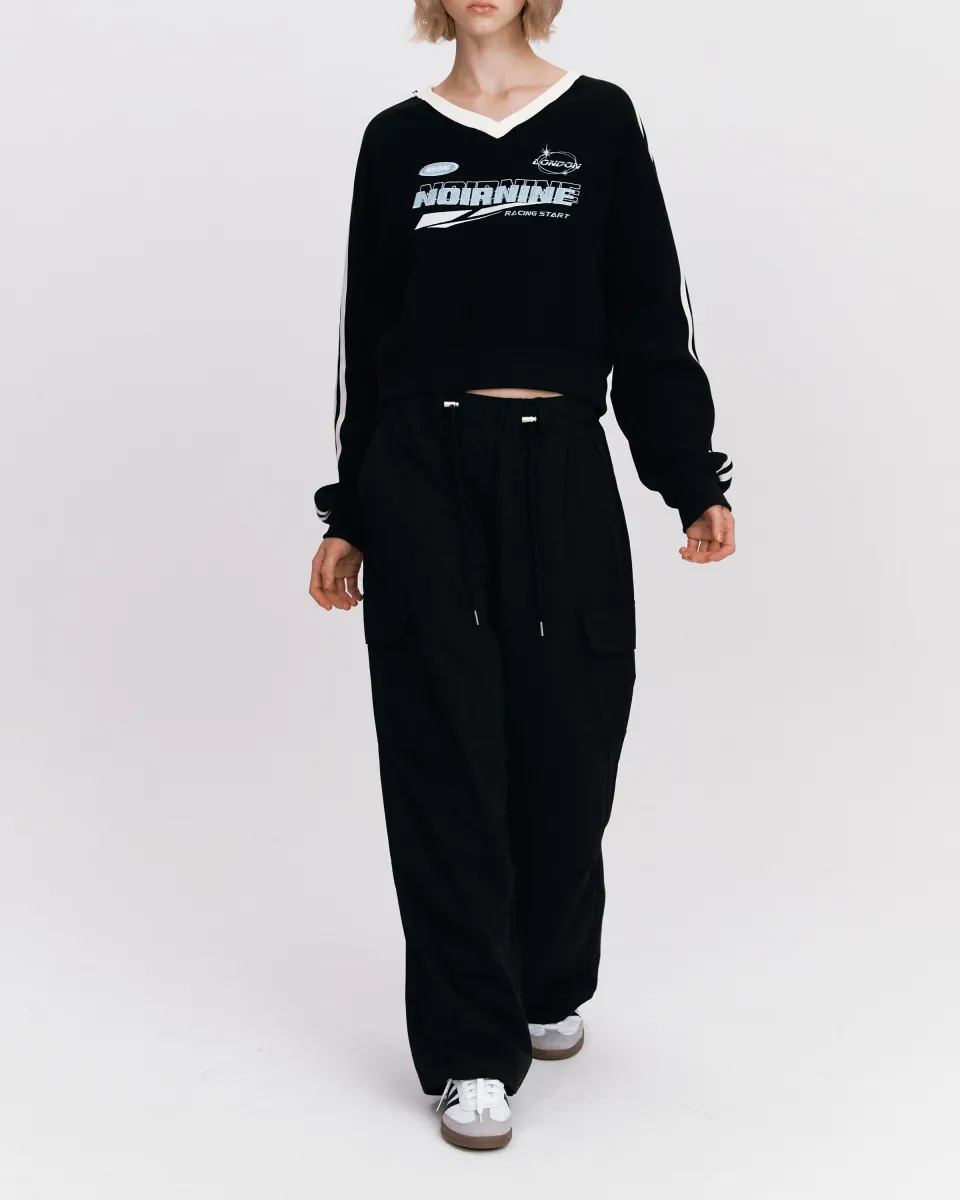 NOIRNINE  |Unisex Street Style Long Sleeves Oversized Logo