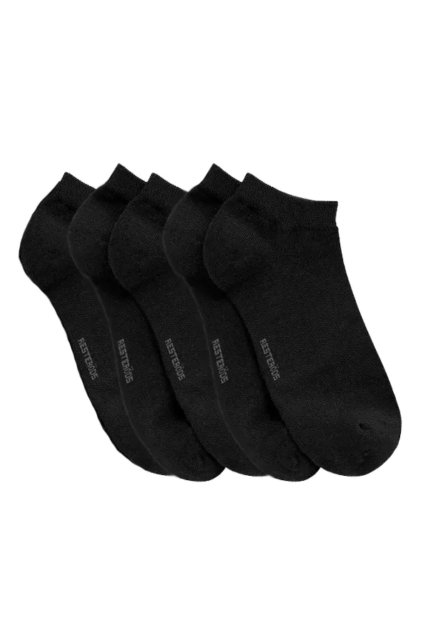 Resterds 5-Pack Organic Cotton Ankle Socks Black