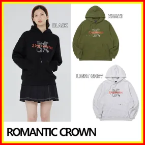 ROMANTIC CROWN  |Unisex Street Style Long Sleeves Logo Hoodies