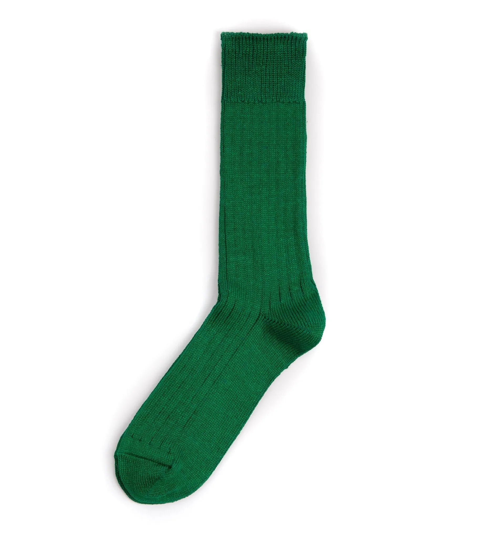 RoToTo Linen Cotton Ribbed Crew Socks: Green