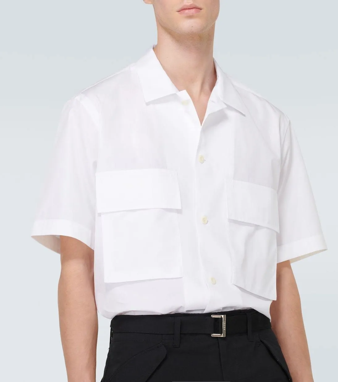 sacai  |Button-down Collaboration Plain Cotton Short Sleeves