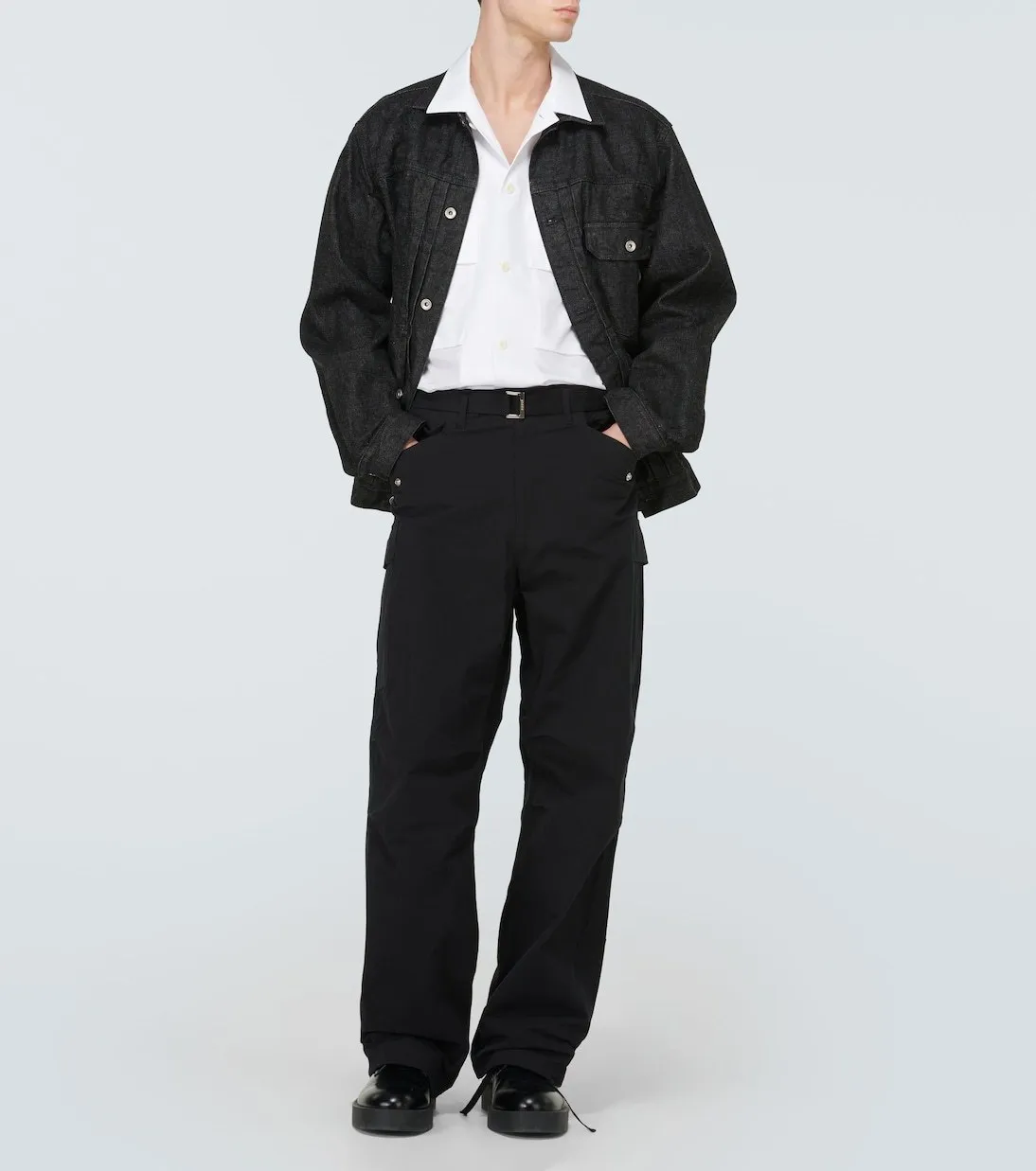 sacai  |Button-down Collaboration Plain Cotton Short Sleeves