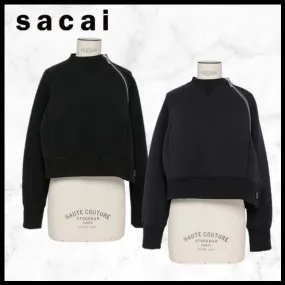 sacai  |Street Style Long Sleeves Plain Cotton Logo