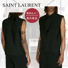 Saint Laurent  |Sleeveless Street Style Plain Luxury Vests & Gillets