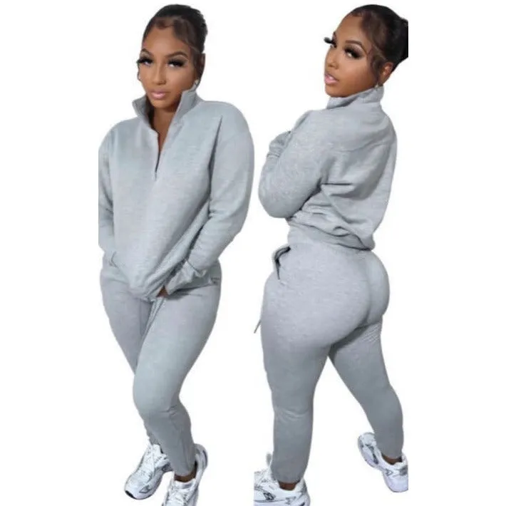 Solid Color Zipper Tracksuits