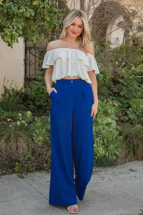 Solid Wide Leg Trousers