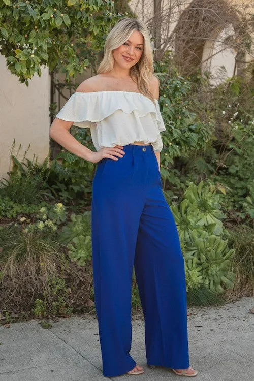 Solid Wide Leg Trousers