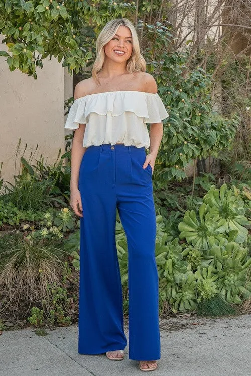 Solid Wide Leg Trousers