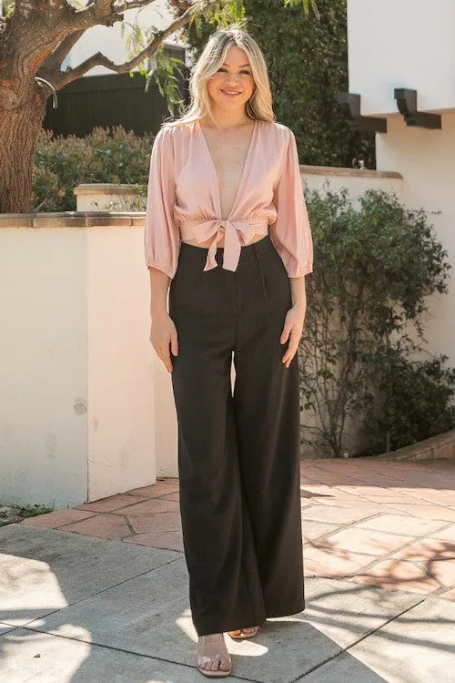 Solid Wide Leg Trousers