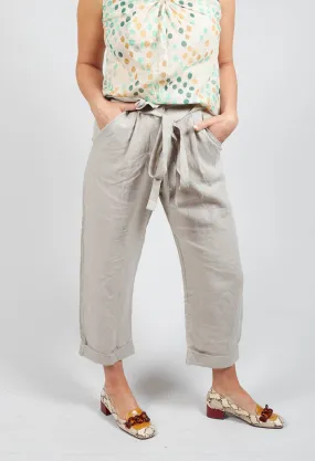 Straight Leg Trousers with Tie Front in Fawn