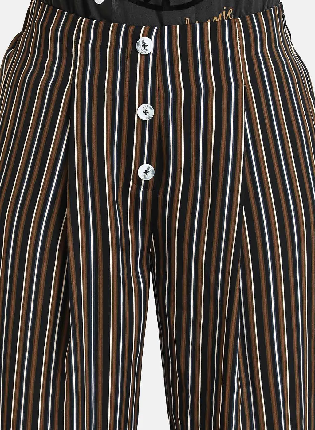 Striped Cullotes With Front Placket Detail