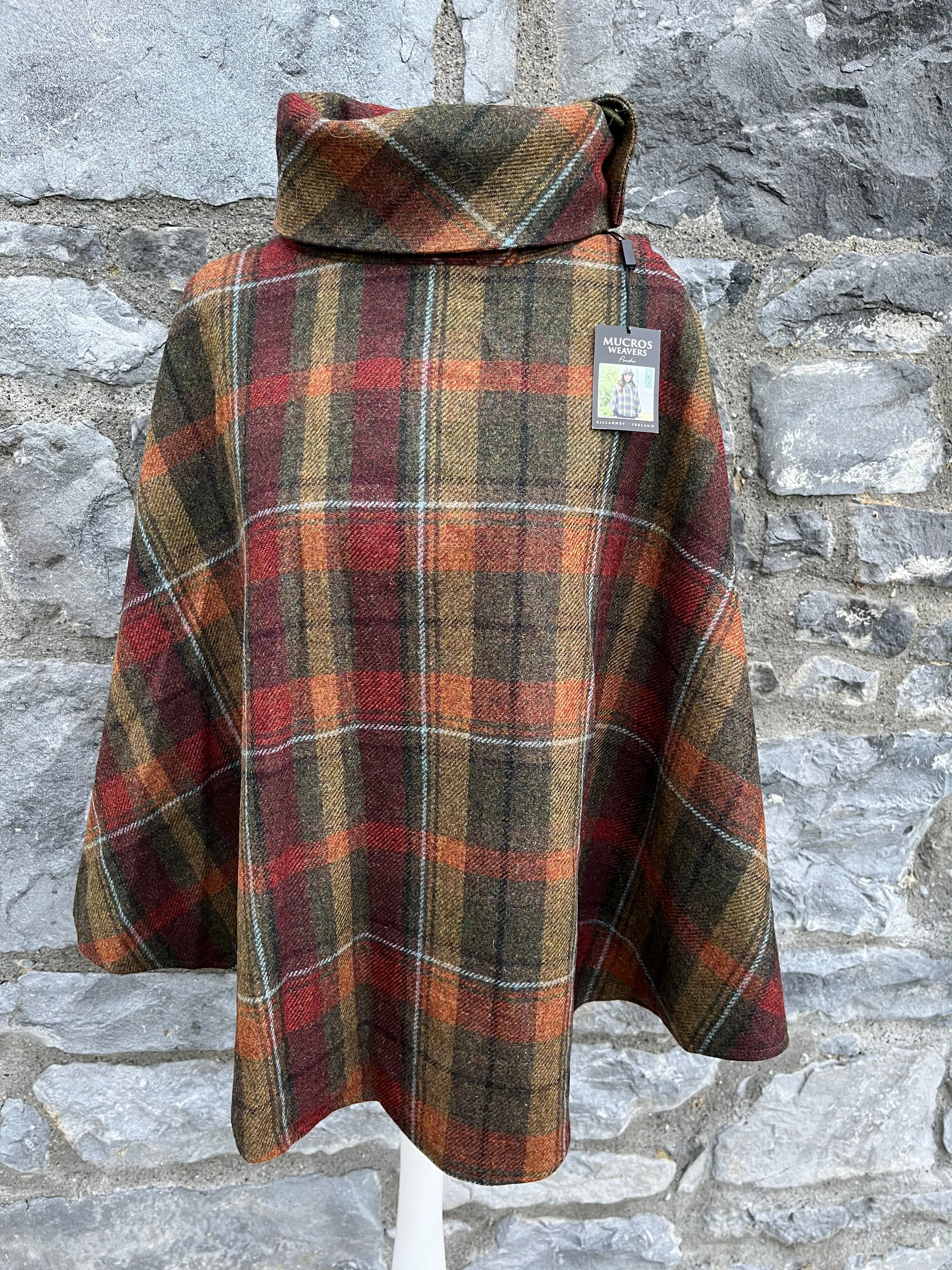 Tartan poncho with a hat