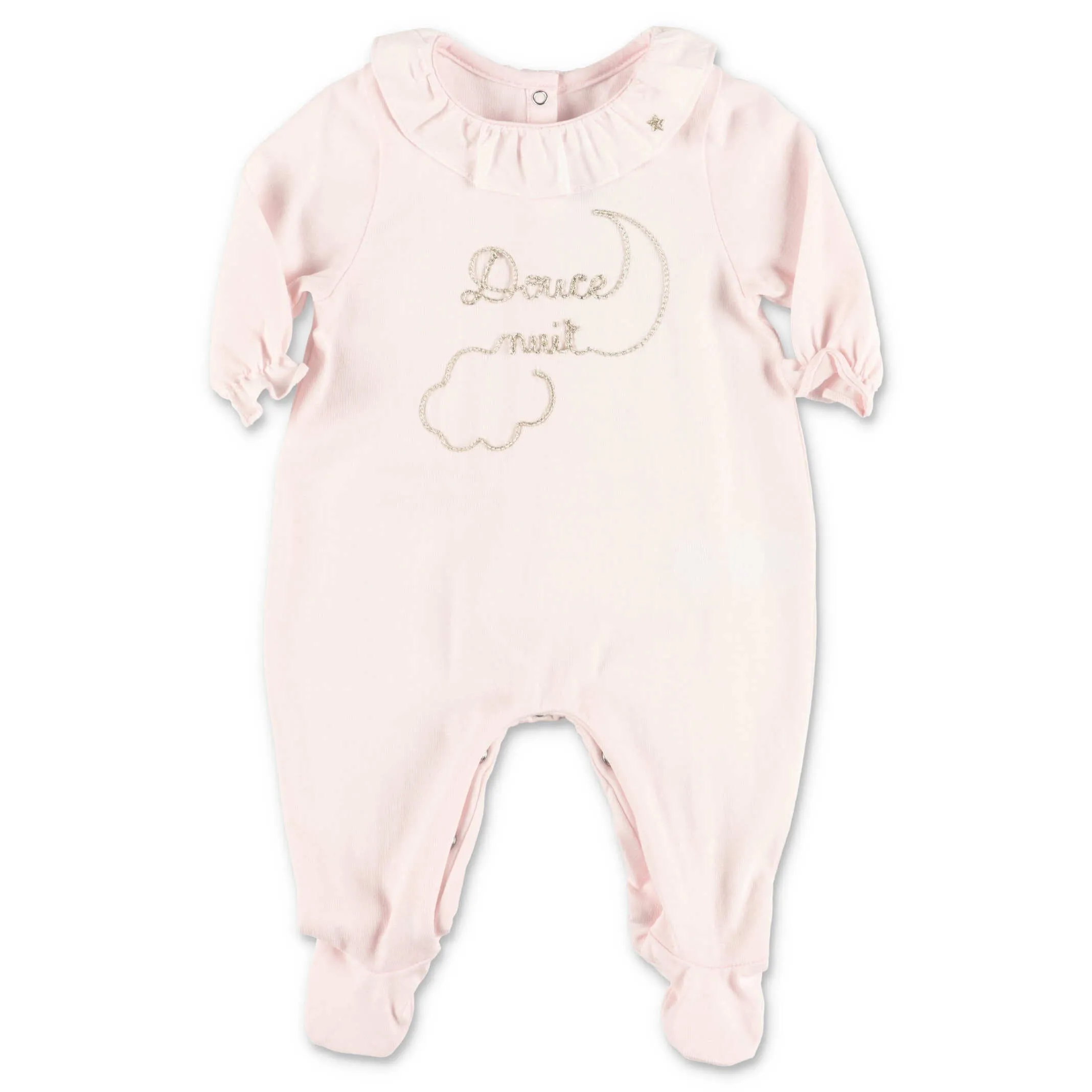 Tartine et Chocolat Slogan Embroidered Ruffled Bodysuit