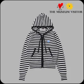 THE MUSEUM VISITOR  |[THE MUSEUM VISITOR]★ TV HEART LOGO STRIPE ZIP-UP HOODY