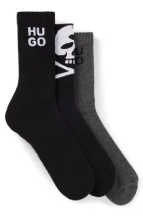 Three-pack of ribbed short socks with seasonal details