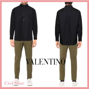 VALENTINO  |Button-down Long Sleeves Plain Luxury Shirts