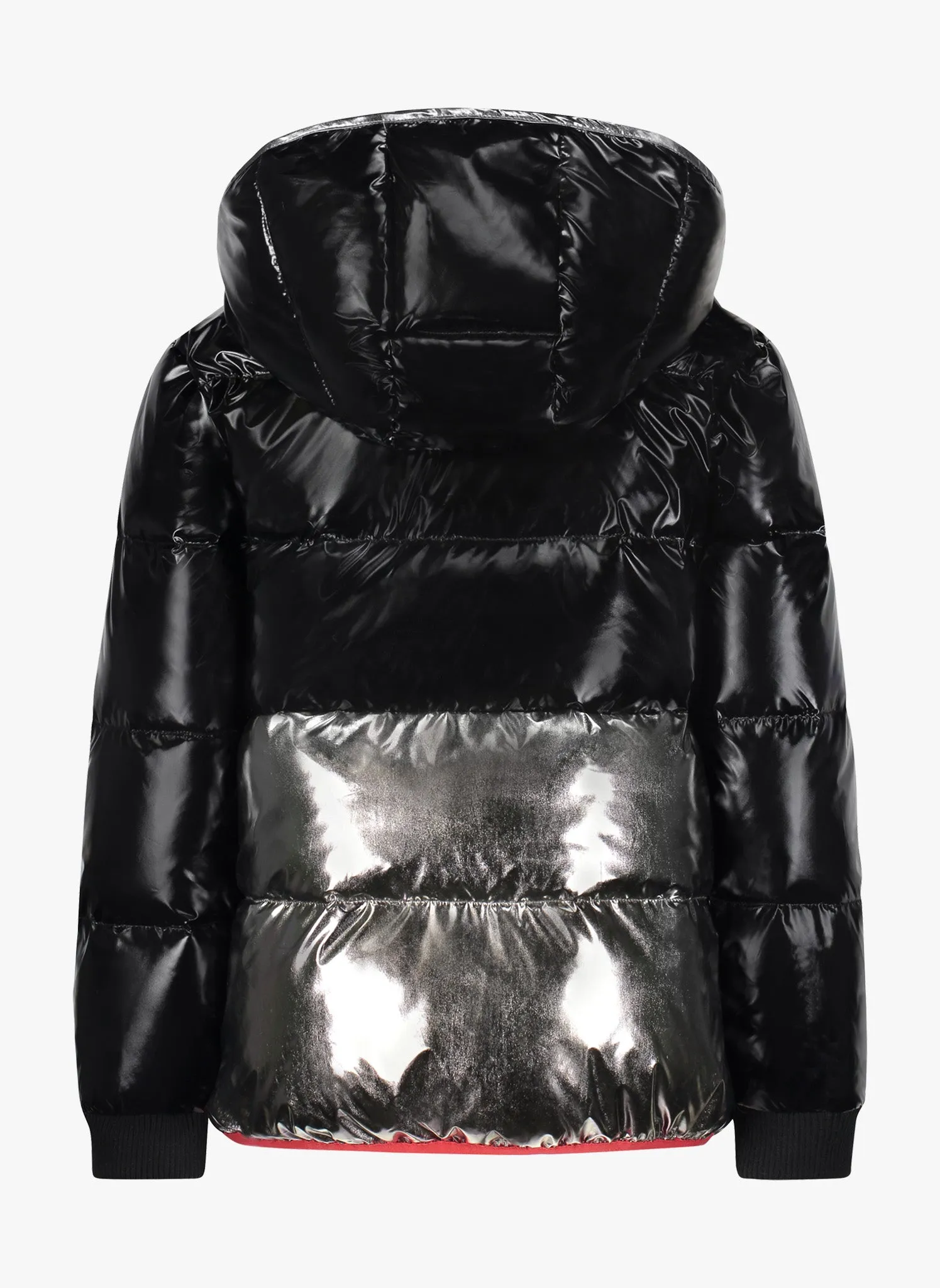 Vierra Rose Elios Colorblock Puffer in Black/Metallic Grey