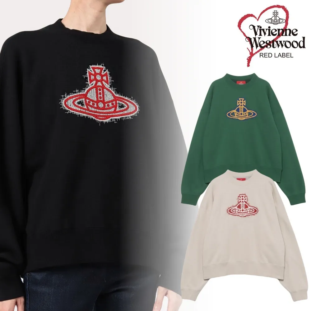 Vivienne Westwood  |Unisex Street Style Long Sleeves Plain Cotton Logo